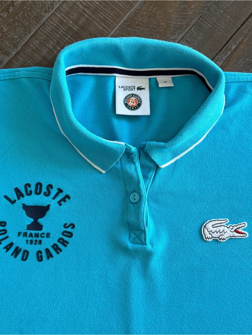 Lacoste Sport Roland Garros Women’s Polo Shirt Turquoise Size 38